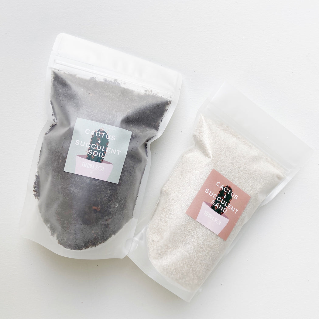 Bags of high quality cactus and succulent sand and soil made for proper drainage